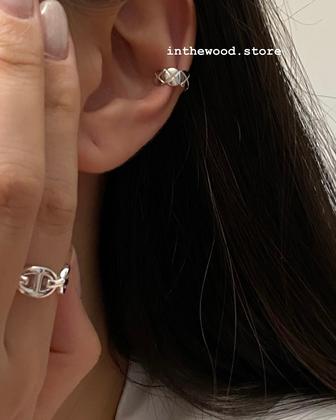 [925silver] Mini Lozenge Ear Cuff