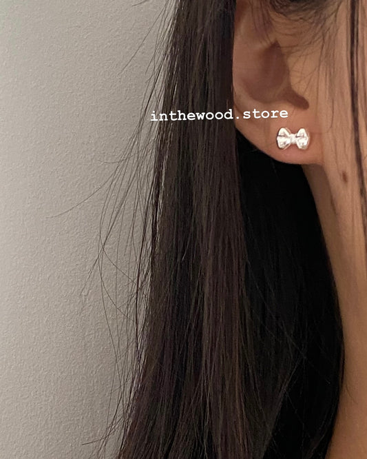 [925silver] Mini Plump Ribbon Earrings