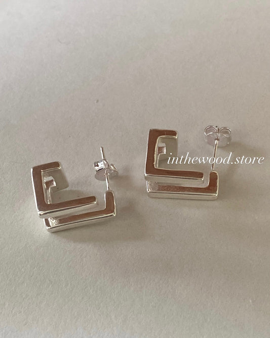 [925silver] Square Layer Earrings