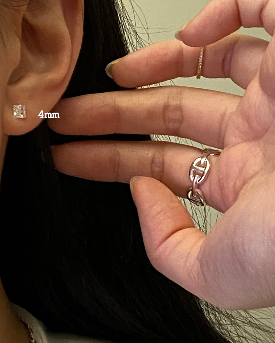 [925silver] Mini Square Bling Piercings