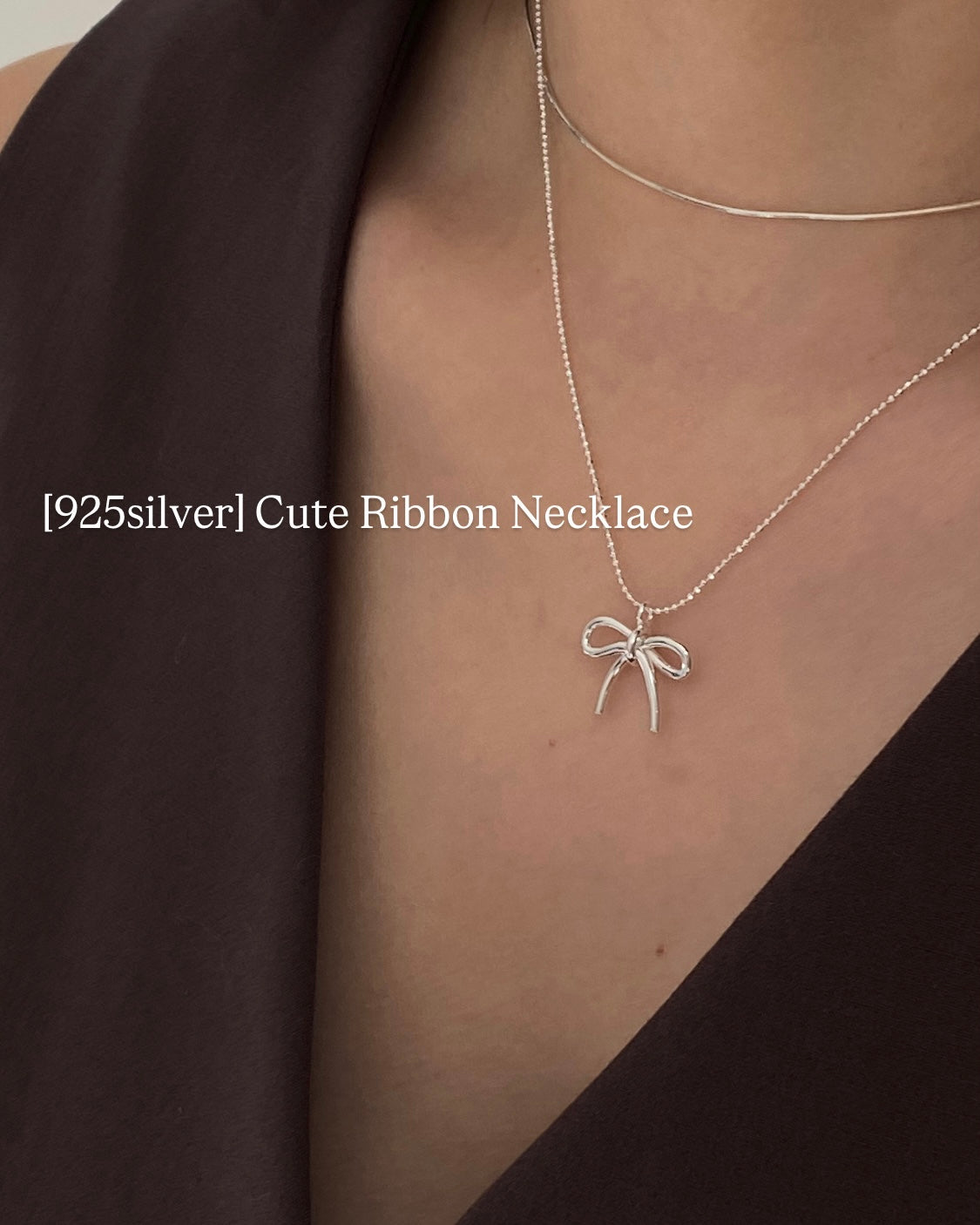 [925silver] Cute Ribbon Necklace
