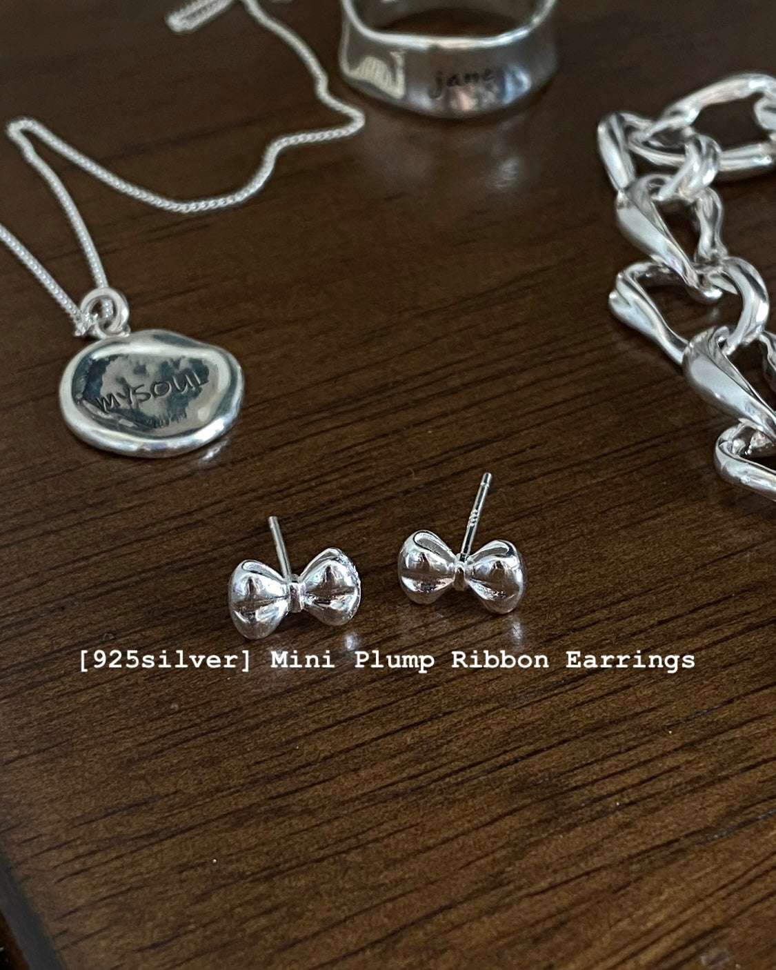 [925silver] Mini Plump Ribbon Earrings