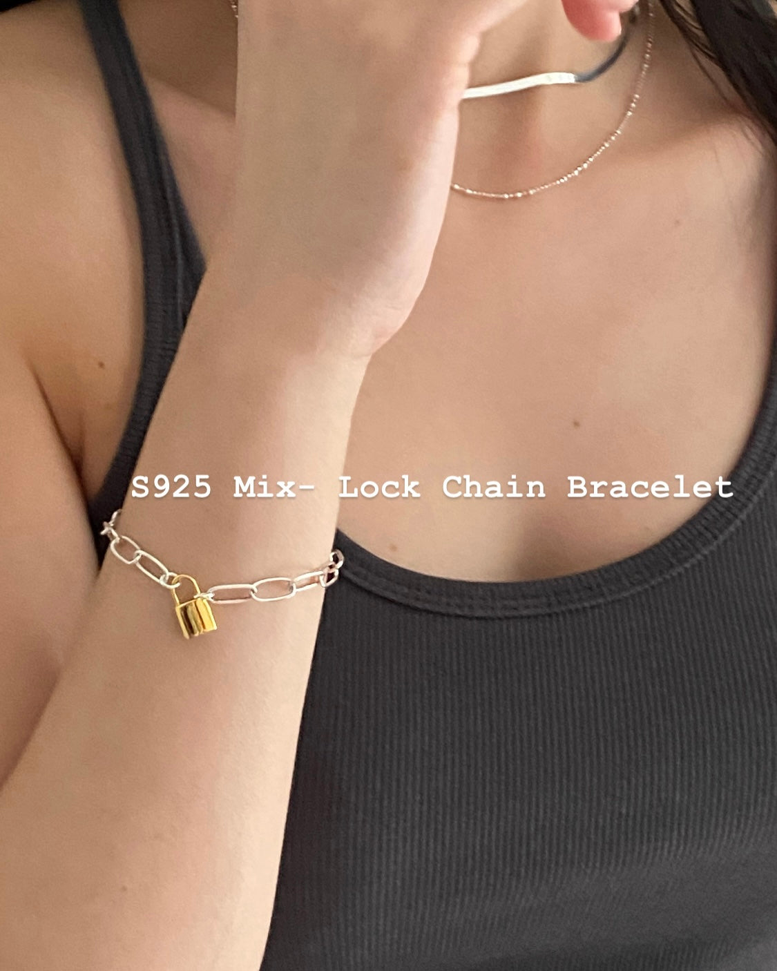 [925silver] Mix-Lock Chain Bracelet