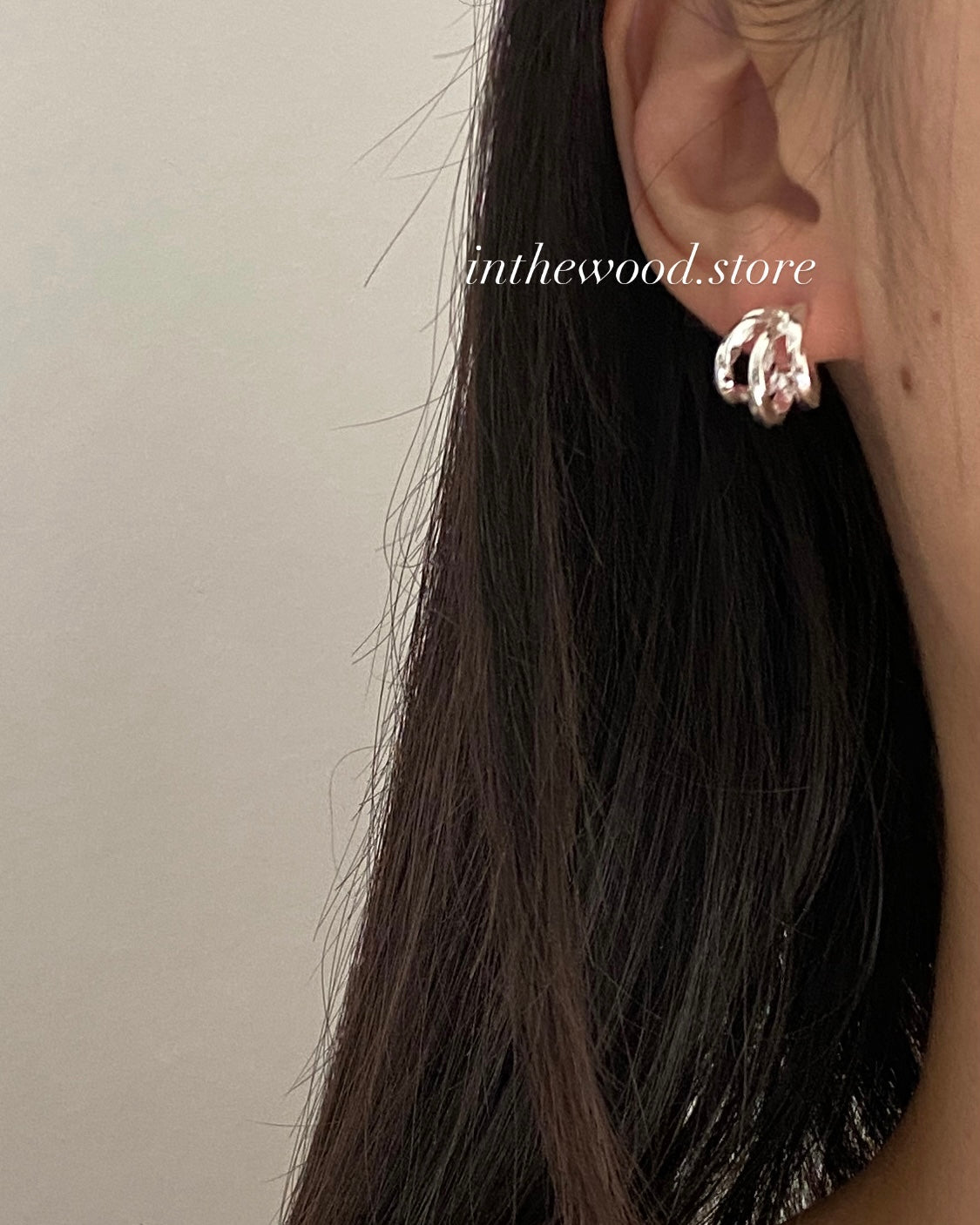 [925silver] Raw Three Lines Earrings