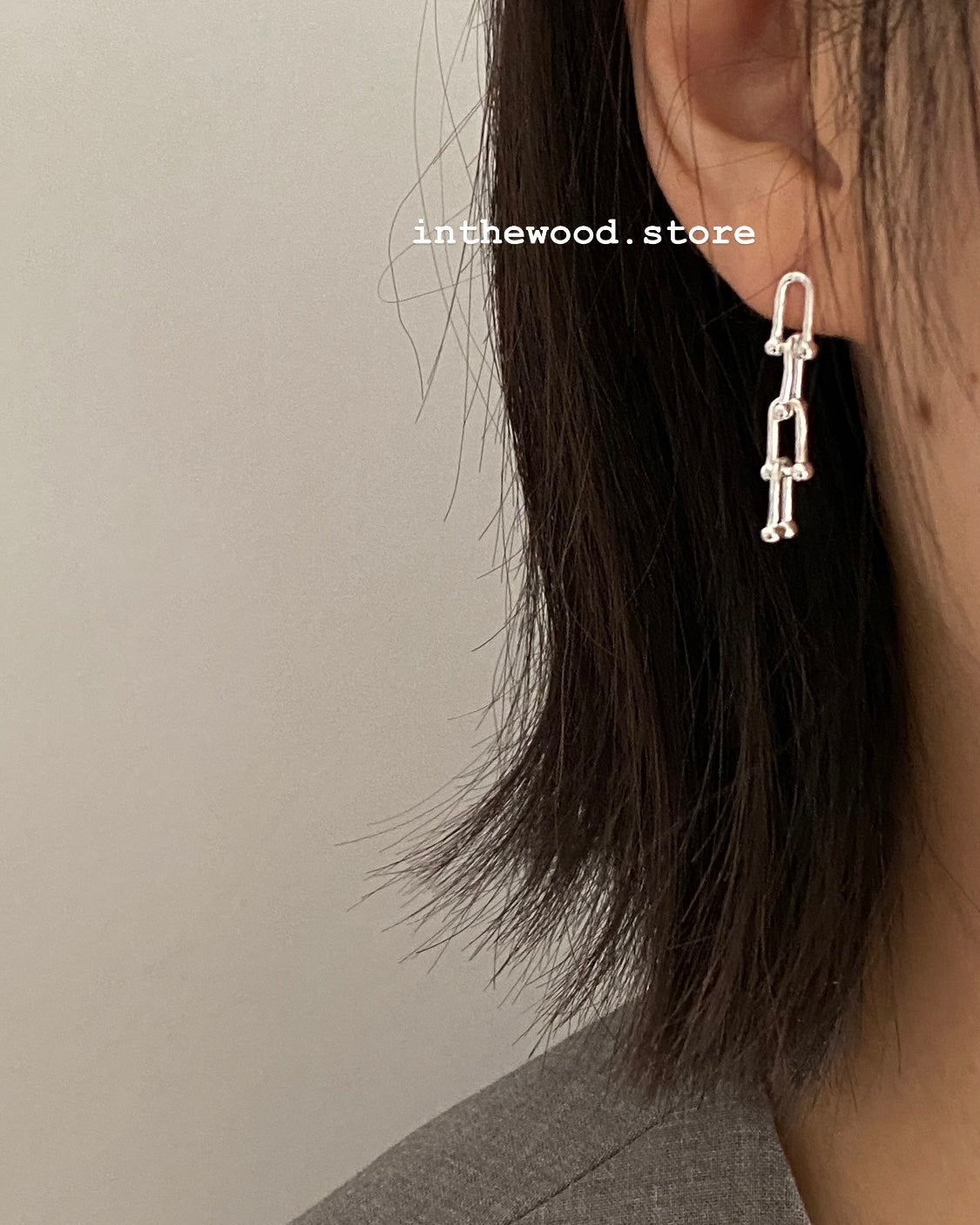 [925silver] Mini Buckles Chain Earrings