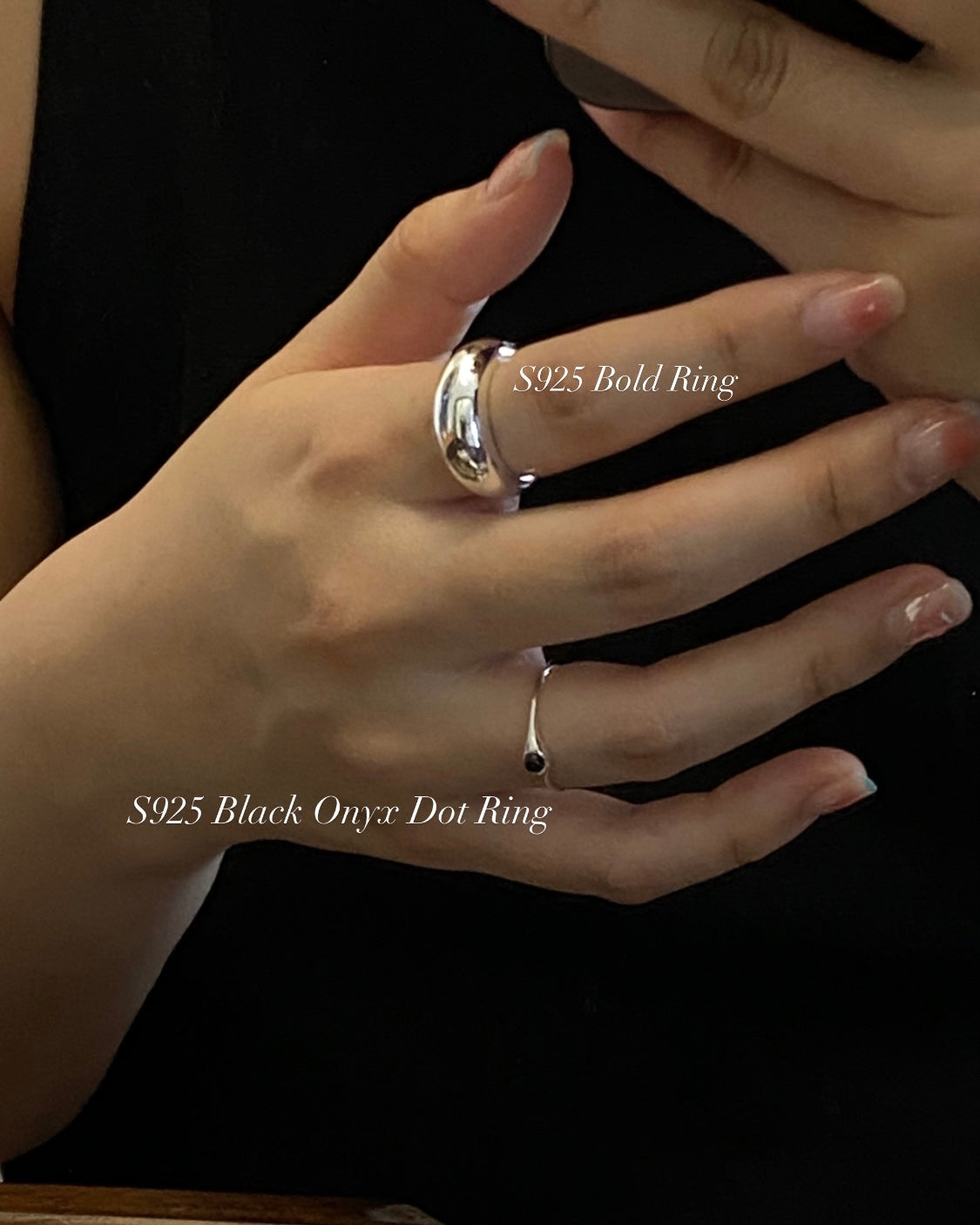 [925silver] Black Onyx Dot Ring