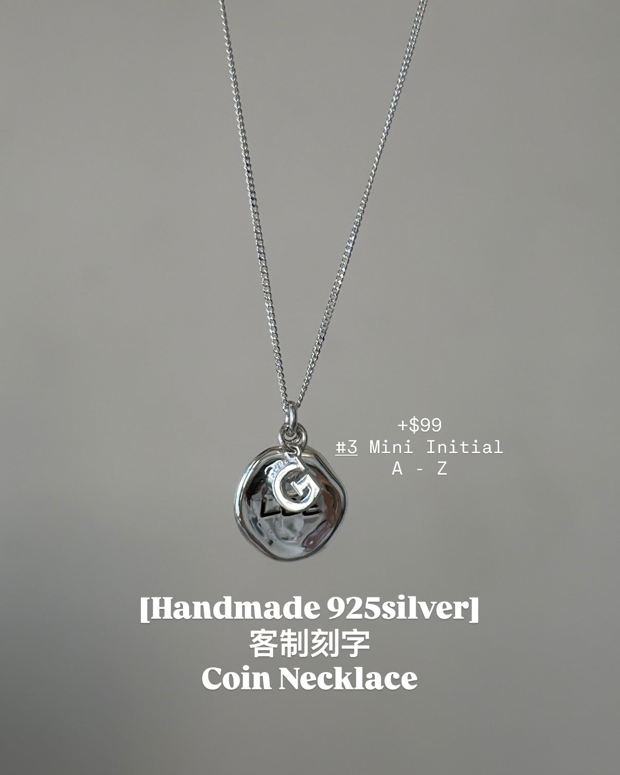 [Handmade 925silver]客制刻字 
Coin Necklace