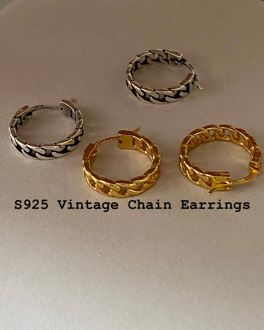 [925silver] Vintage Chain Earrings