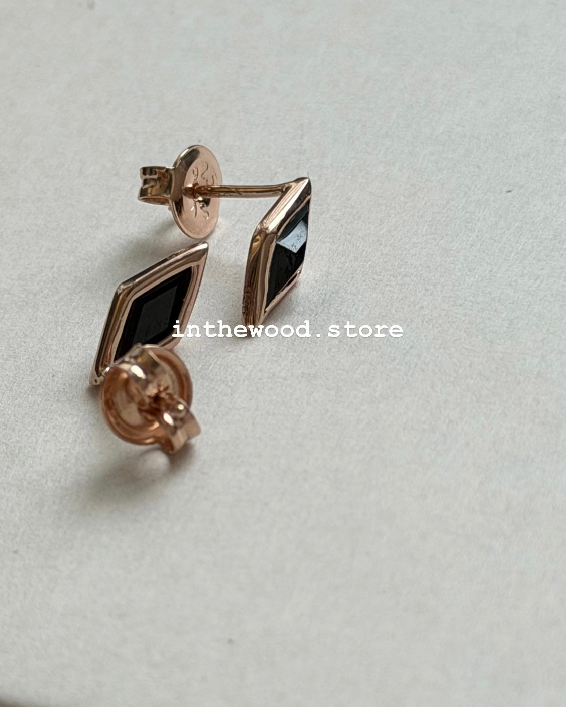 [925silver+Gemstone] Obsidian Earrings