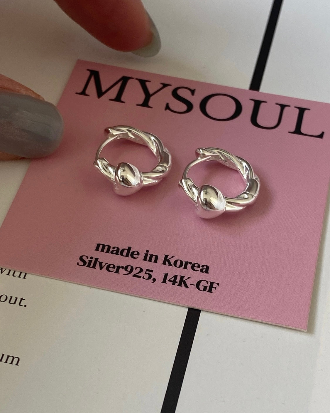 [925silver]Twist Heart One Touch Earrings