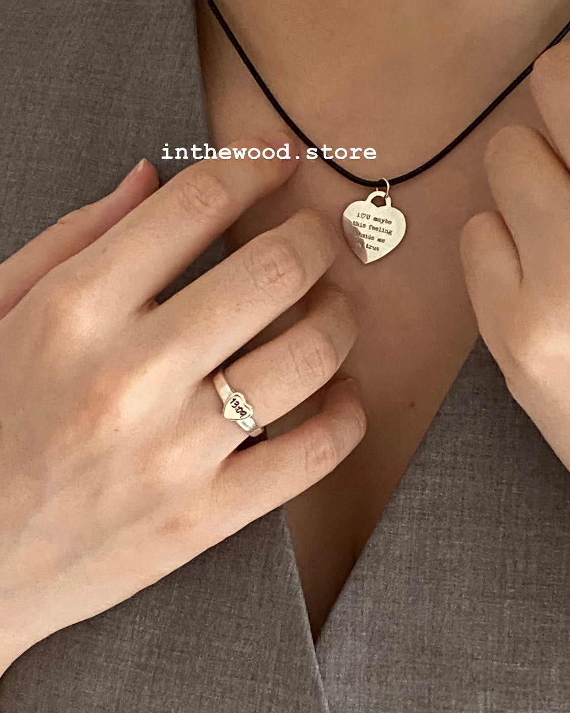 [Handmade 925silver] Craft Letter Heart Ring