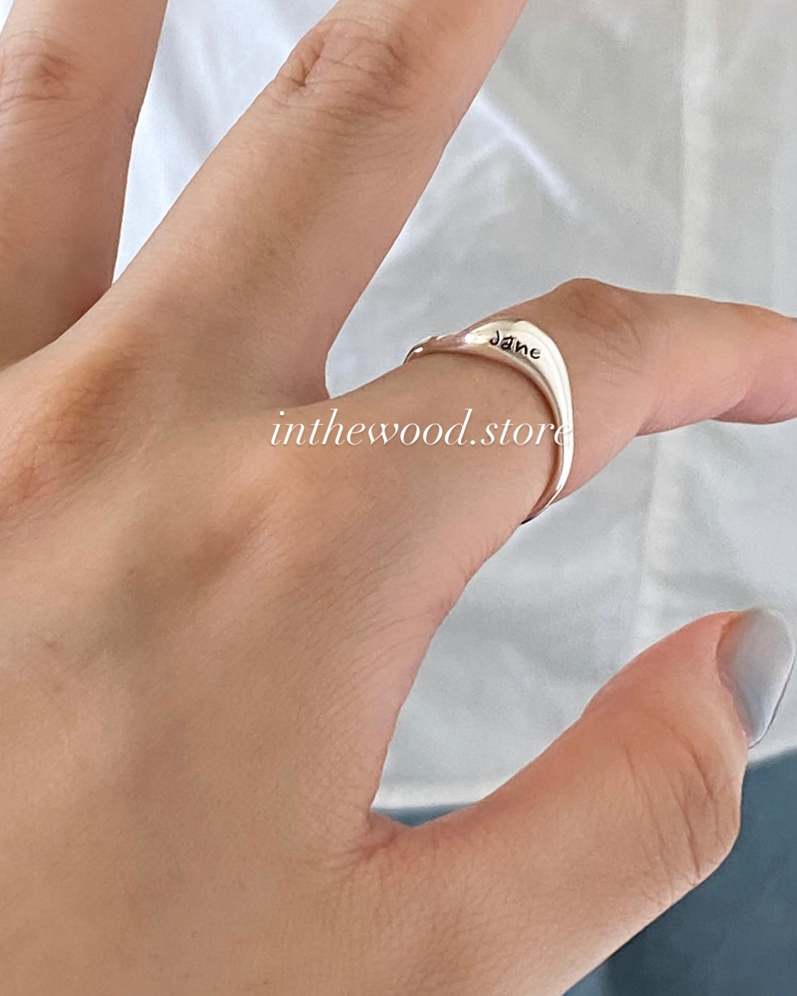 [Handmade 925silver] Custom Engraved Curve Letter Ring