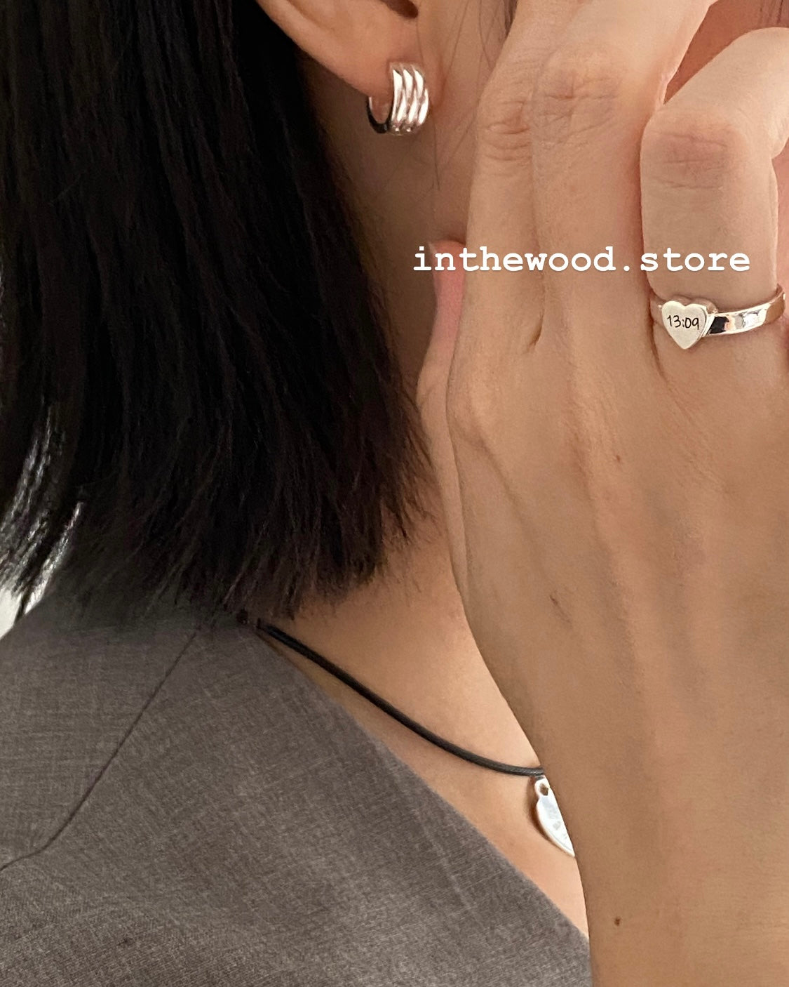 [Handmade 925silver] Craft Letter Heart Ring