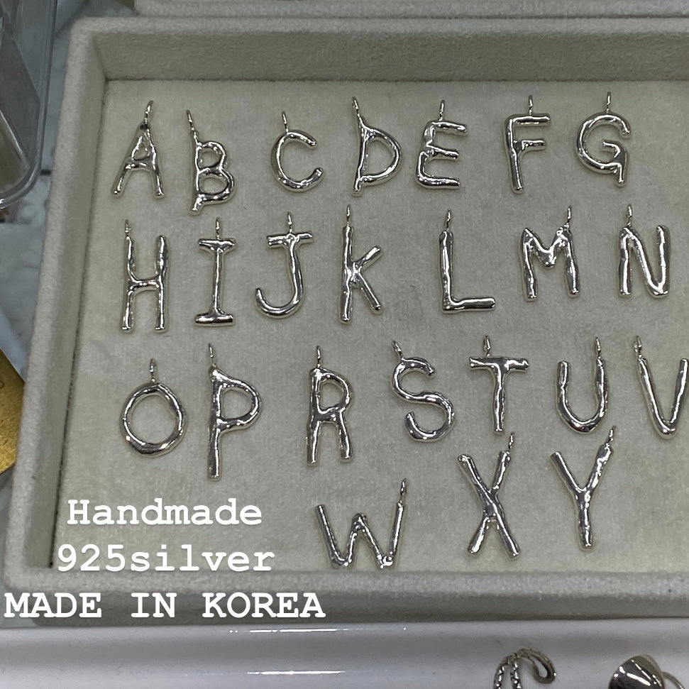 [Handmade 925silver] Raw Initial Necklace
