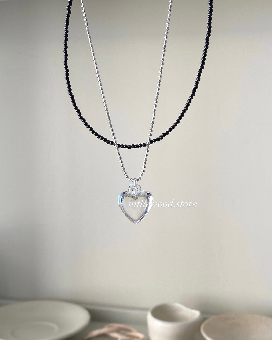 [925silver] Clear Heart Necklace