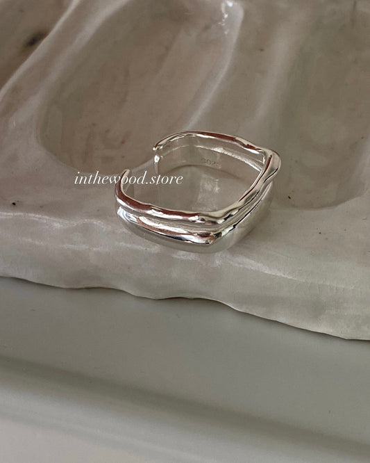 [925silver] Layer Square Ring