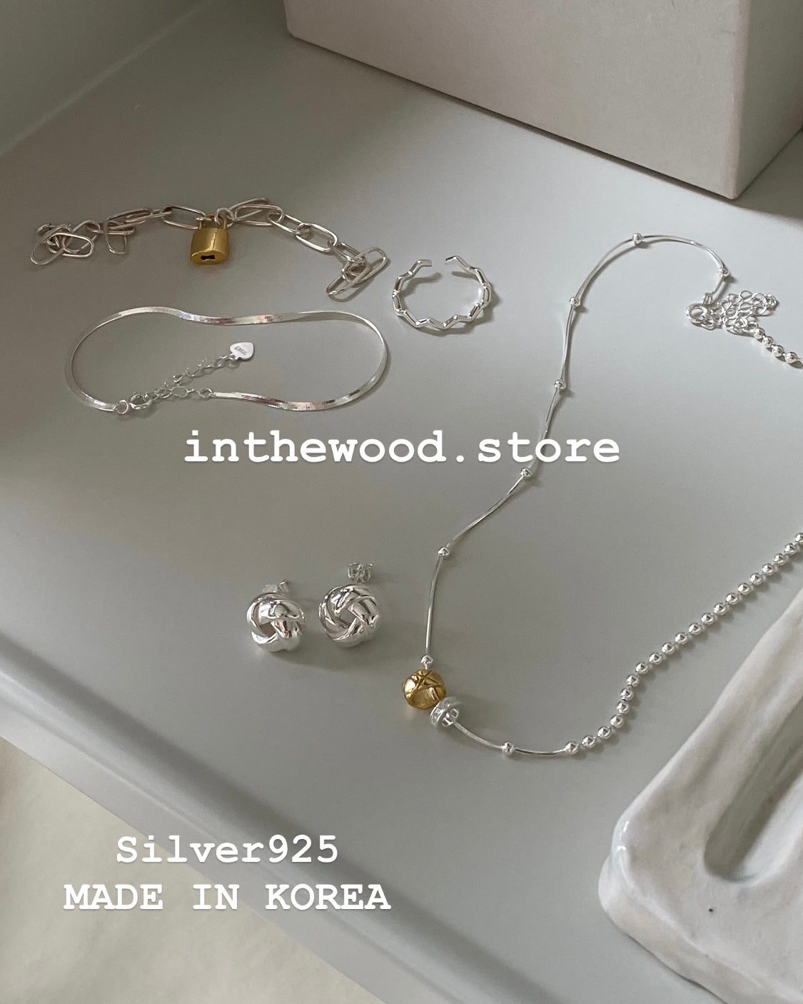 [925silver] Lozenges Link Ball Necklace