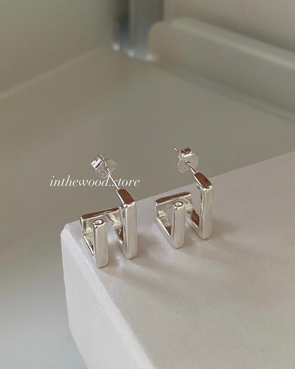 [925silver] Square Layer Earrings