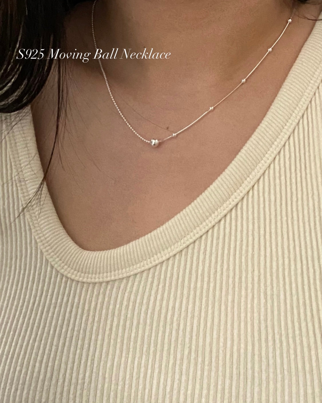 [925silver] Moving Ball Necklace