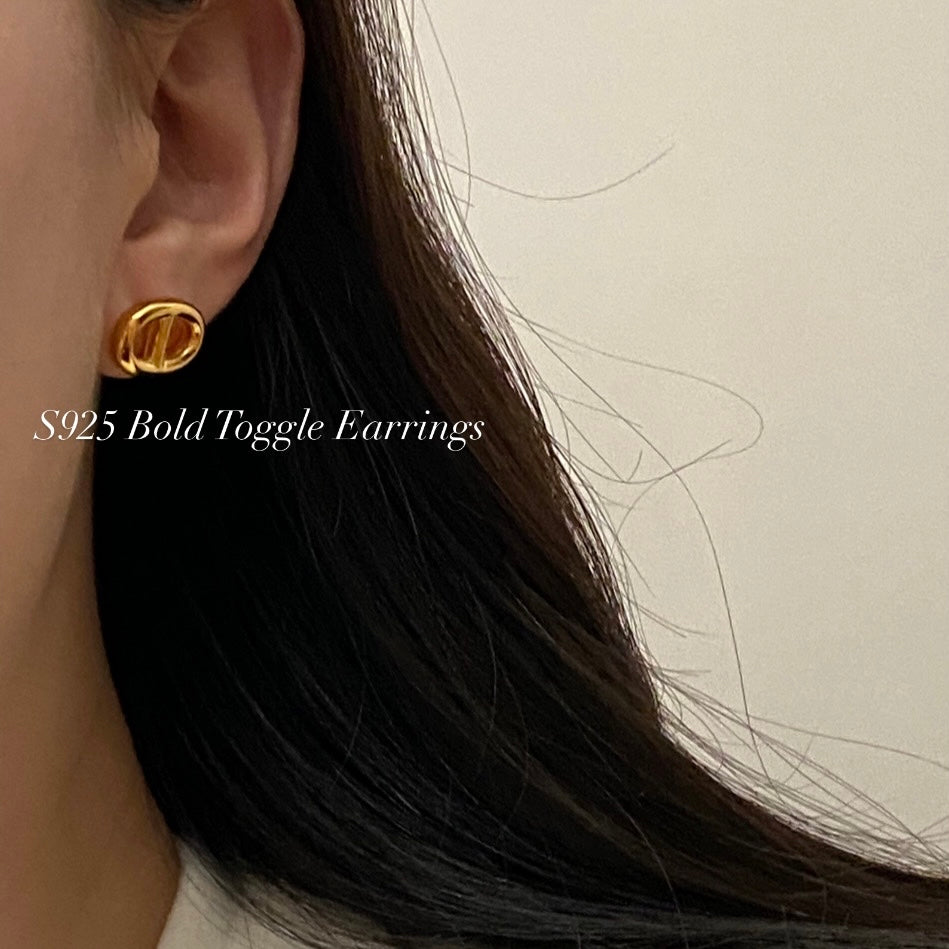 [925silver] Bold Toggle Earrings