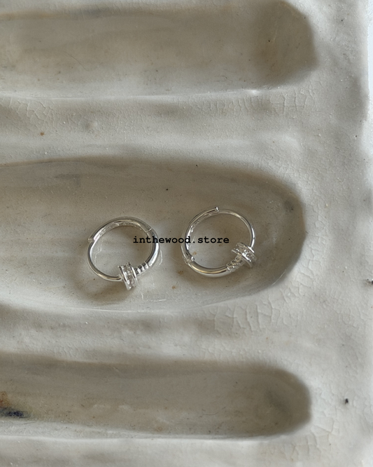 [925silver] MINI Bling T One Touch Earrings
