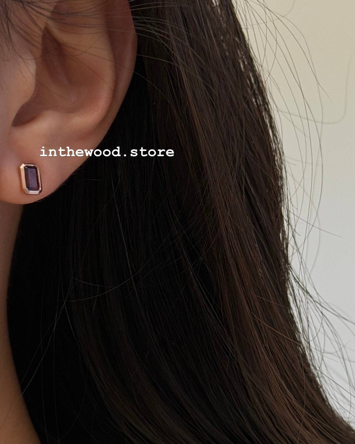 [925silver+Gemstone] Square Garnet Earrings