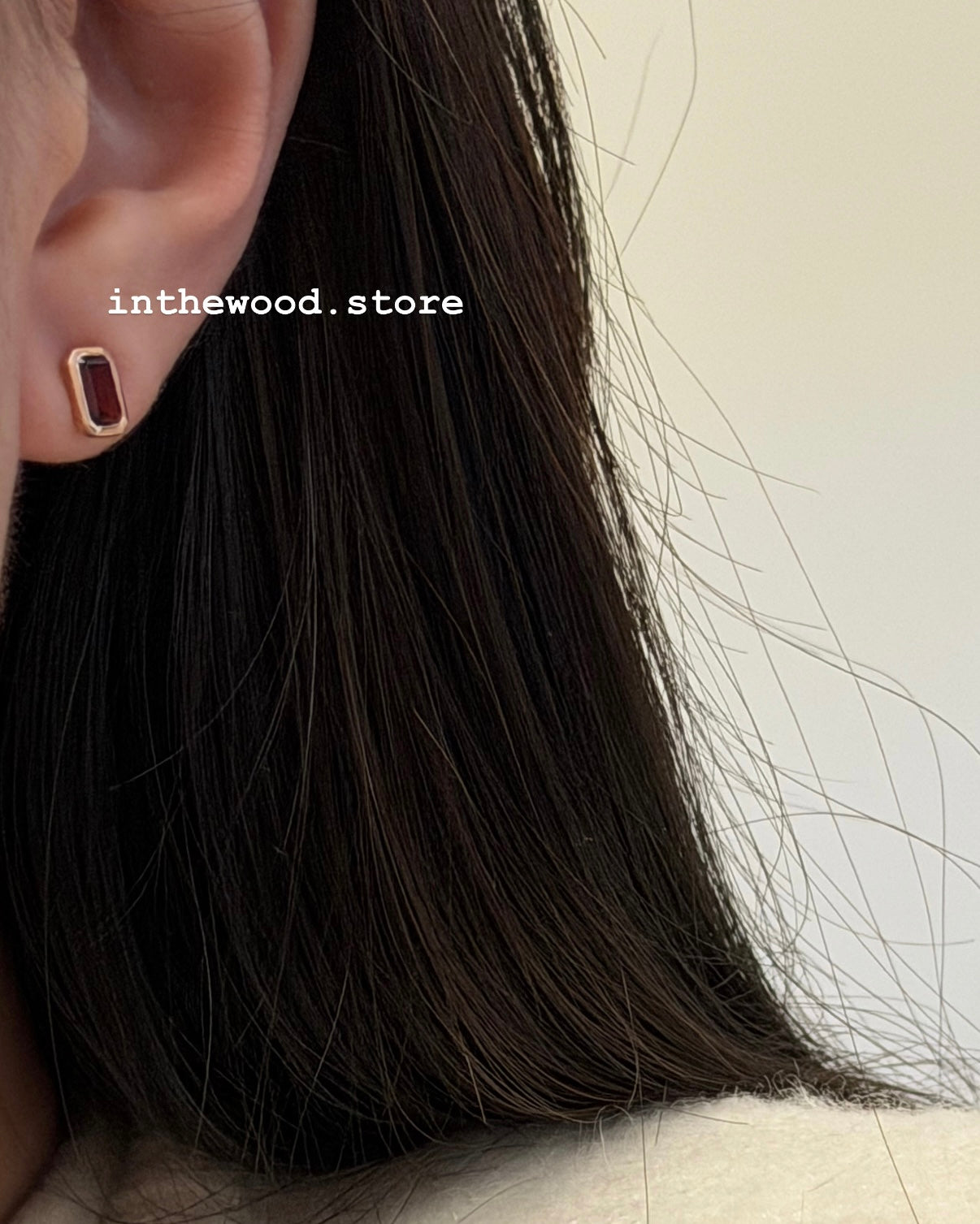 [925silver+Gemstone] Square Garnet Earrings