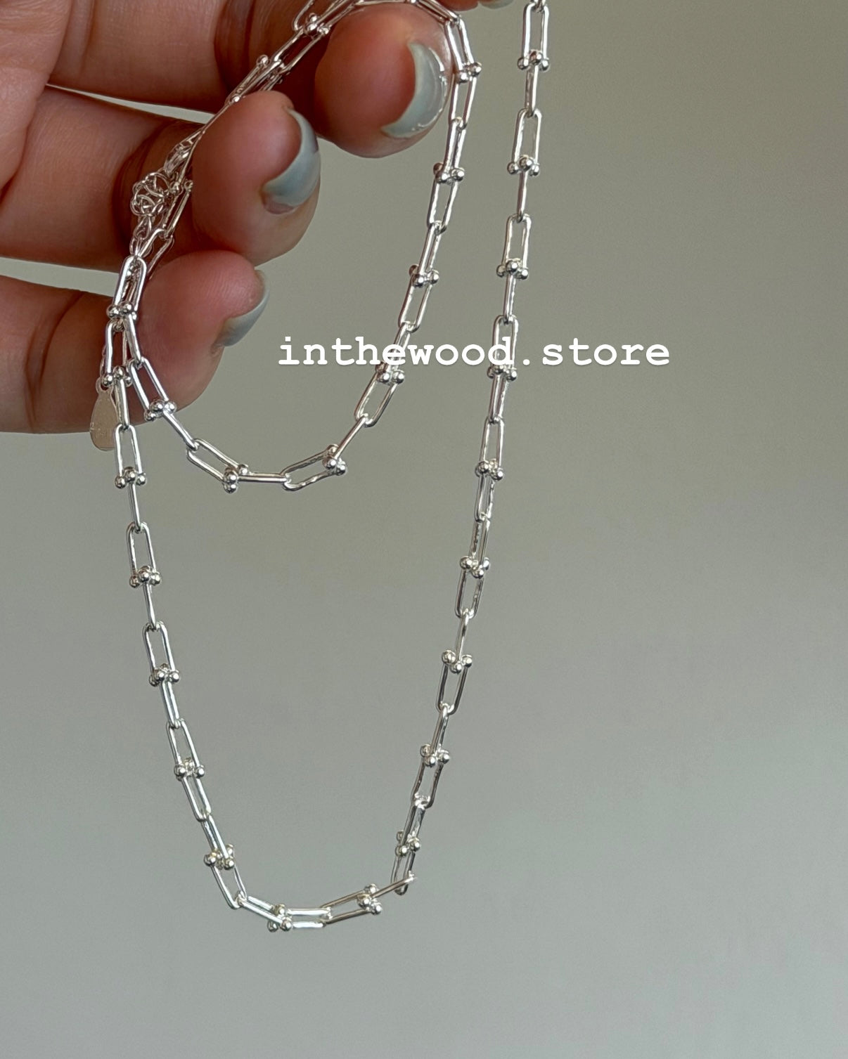 [925silver] Mini Buckle Chain Necklace-3mm