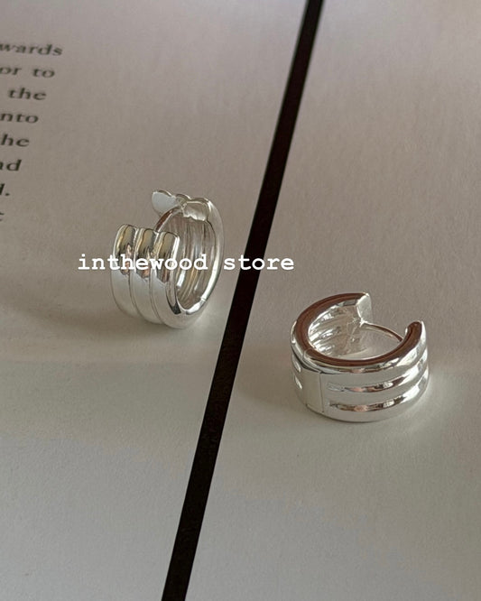 [925silver] Mini Layer One Touch Earrings