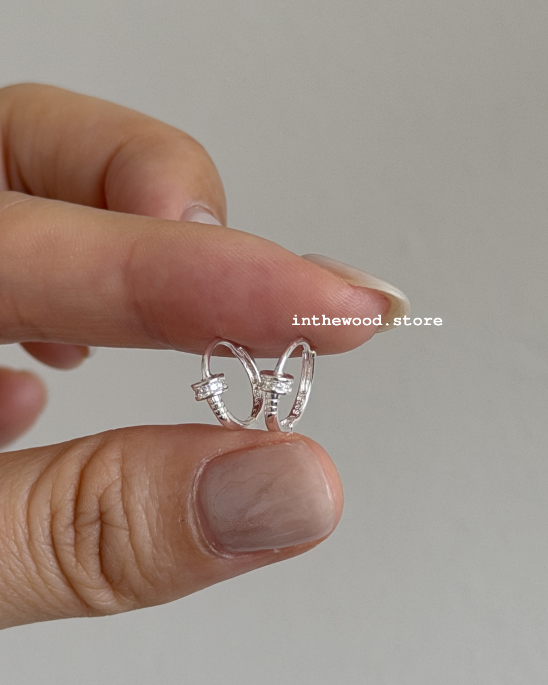 [925silver] MINI Bling T One Touch Earrings