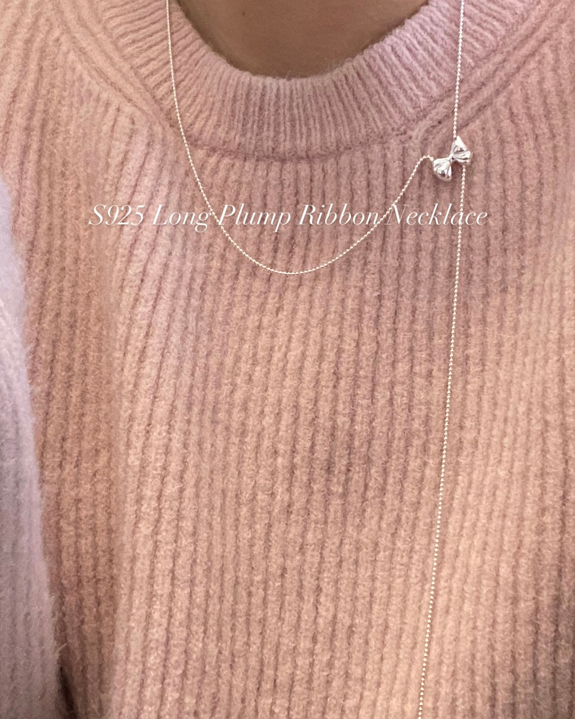 [925silver] Long Plump Ribbon Necklace