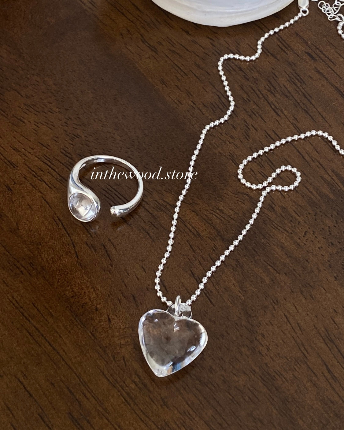 [925silver] Clear Heart Earrings