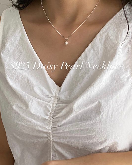 [925silver] Daisy Pearl Necklace