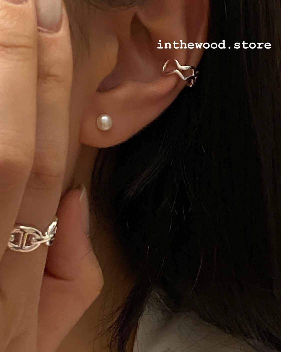 [925silver] Layer Wave Ear Cuff