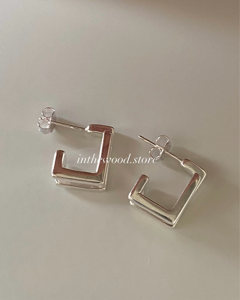 [925silver] Square Layer Earrings