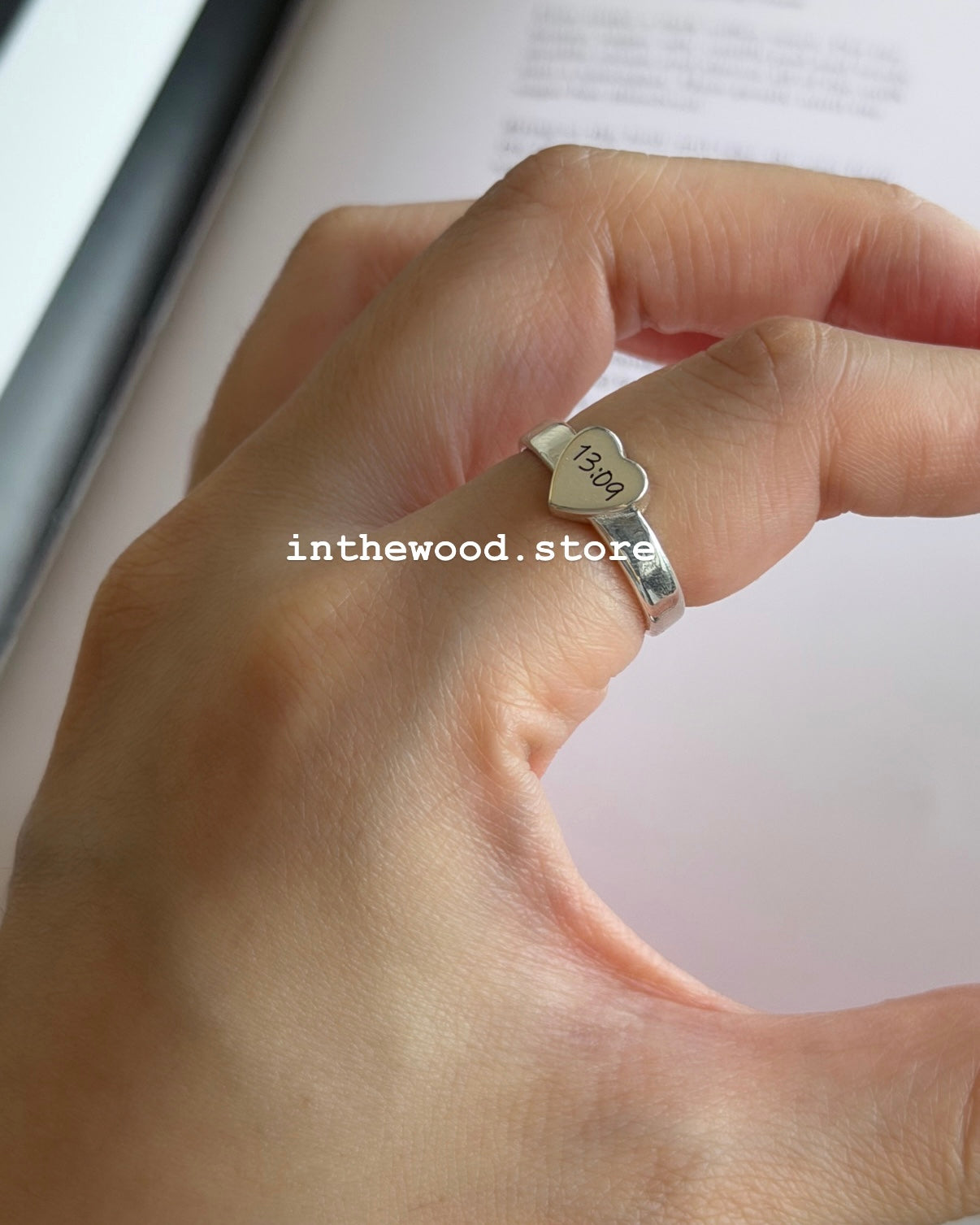 [Handmade 925silver] Craft Letter Heart Ring