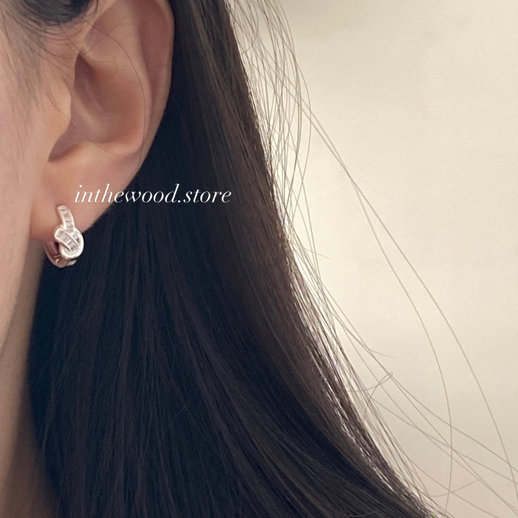 [925silver] Bling Knot One Touch Earrings