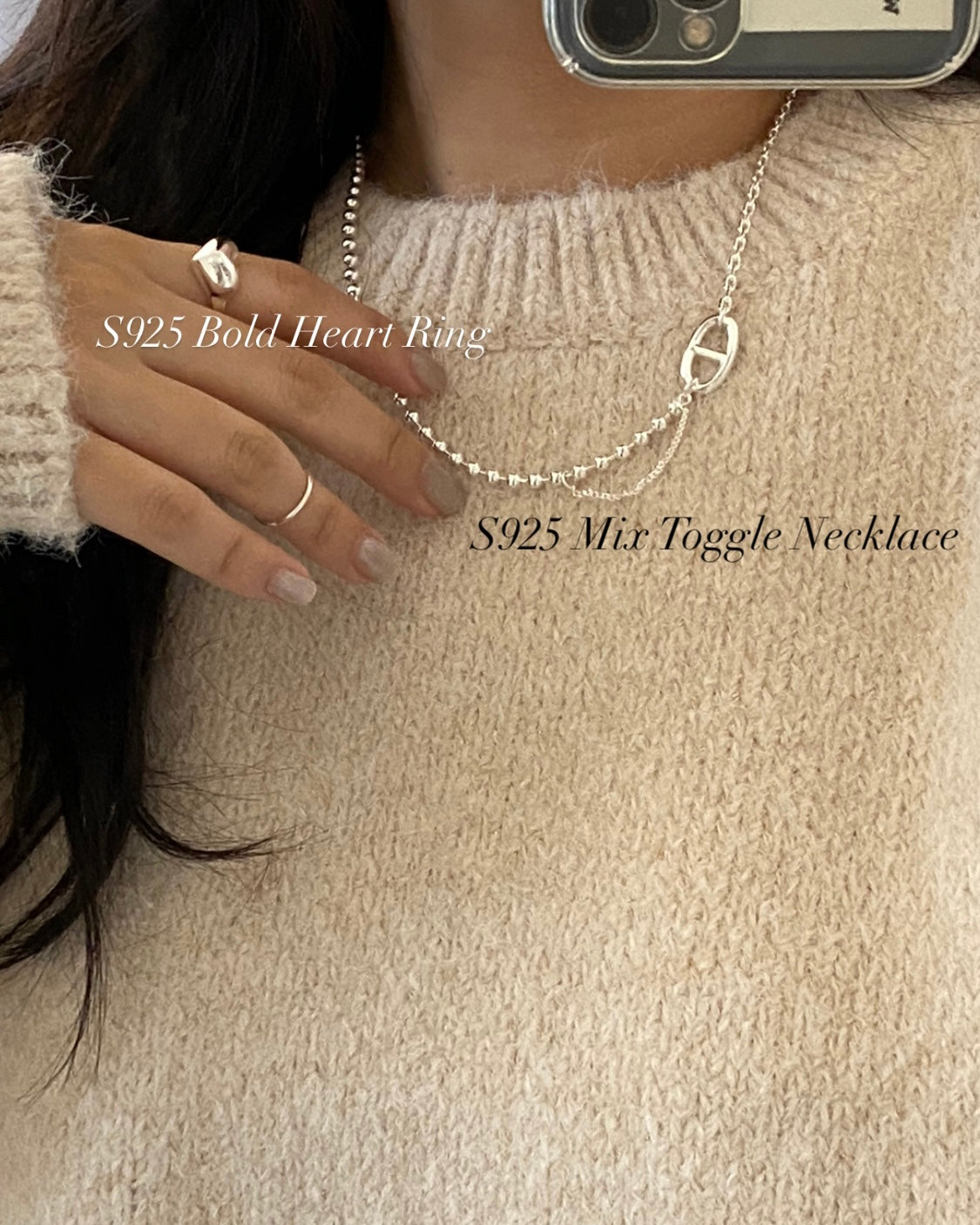 [925silver] Mix Toggle Necklace