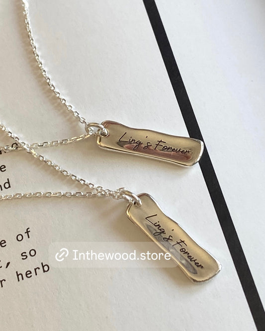 [925silver] 客制刻字 Raw Tag Letter Necklace