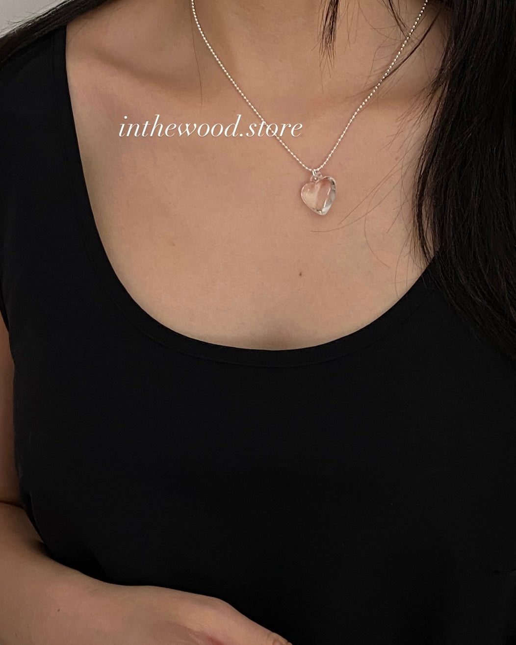 [925silver] Clear Heart Necklace