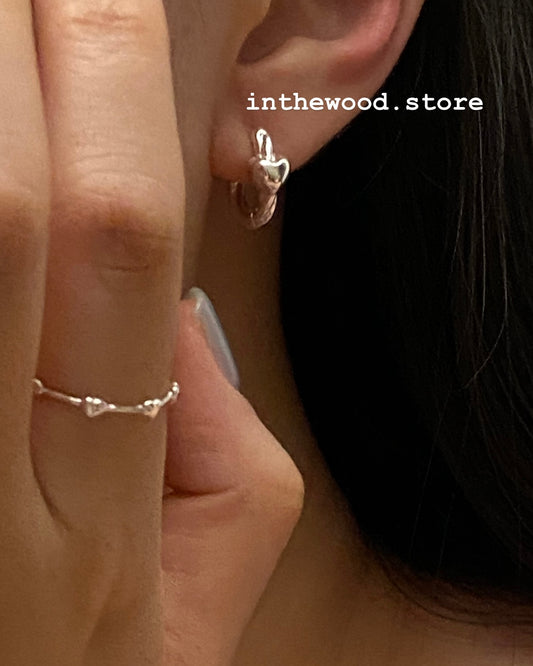 [925silver]Twist Heart One Touch Earrings