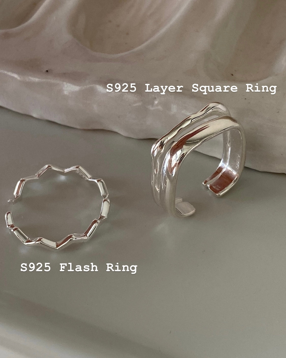 [925silver] Layer Square Ring