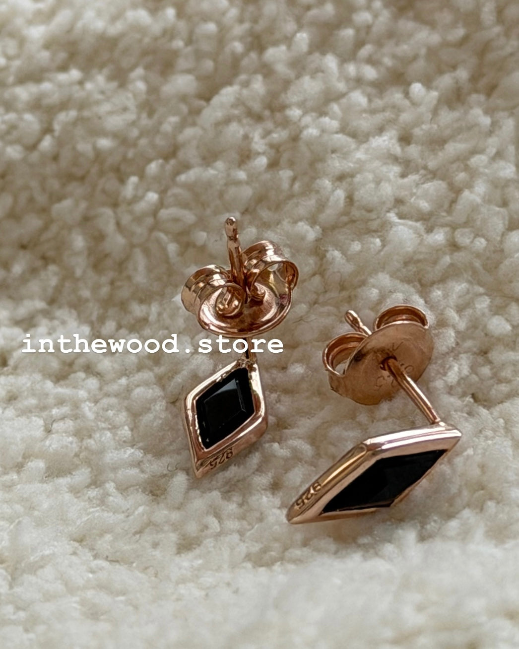 [925silver+Gemstone] Obsidian Earrings