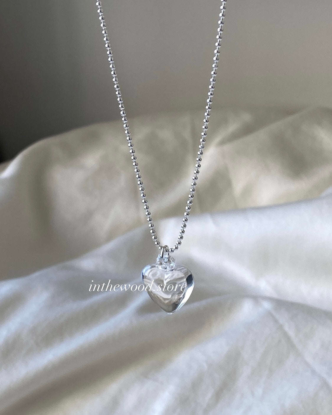 [925silver] Clear Heart Necklace