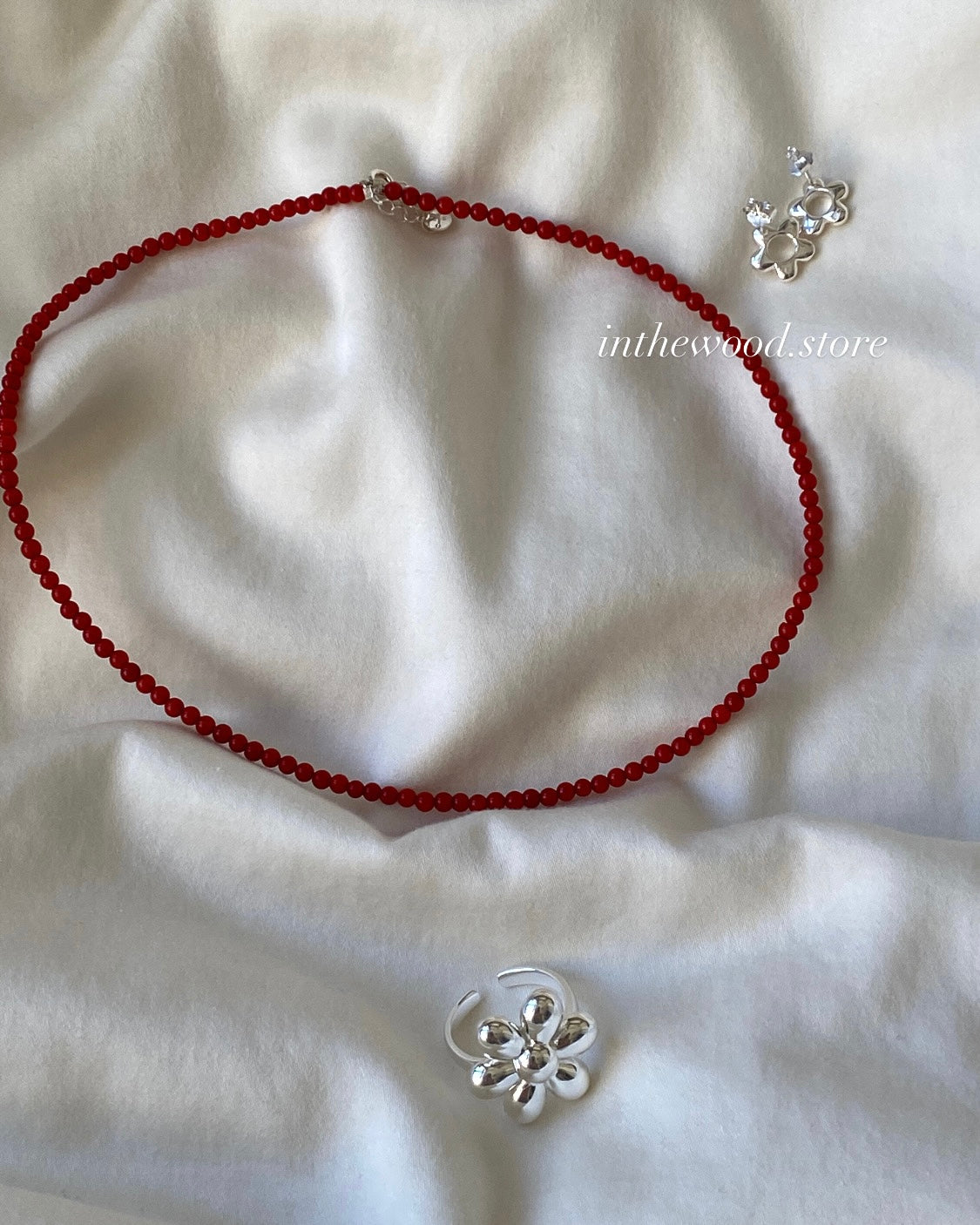 [925silver] Mini Red Agate Necklace