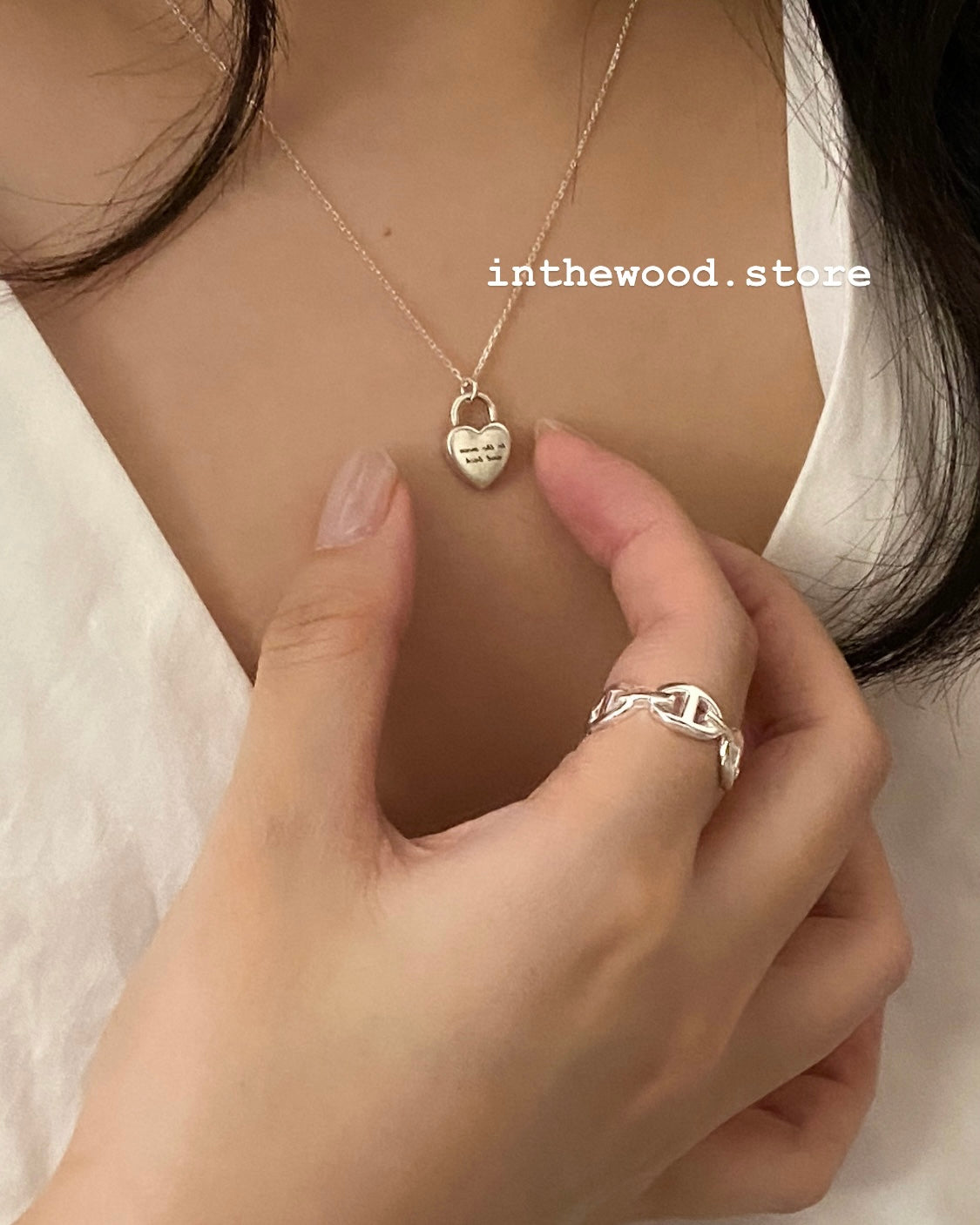 [925silver] Custom Engraved LOVE Lock Letter Necklace