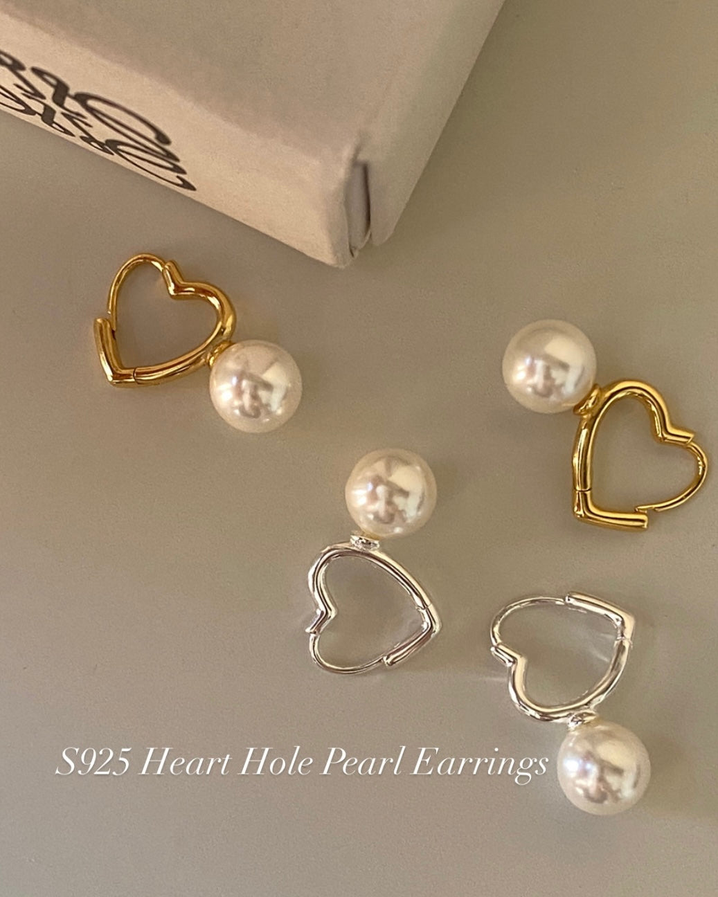 [925silver] Heart Hole Pearl Earrings