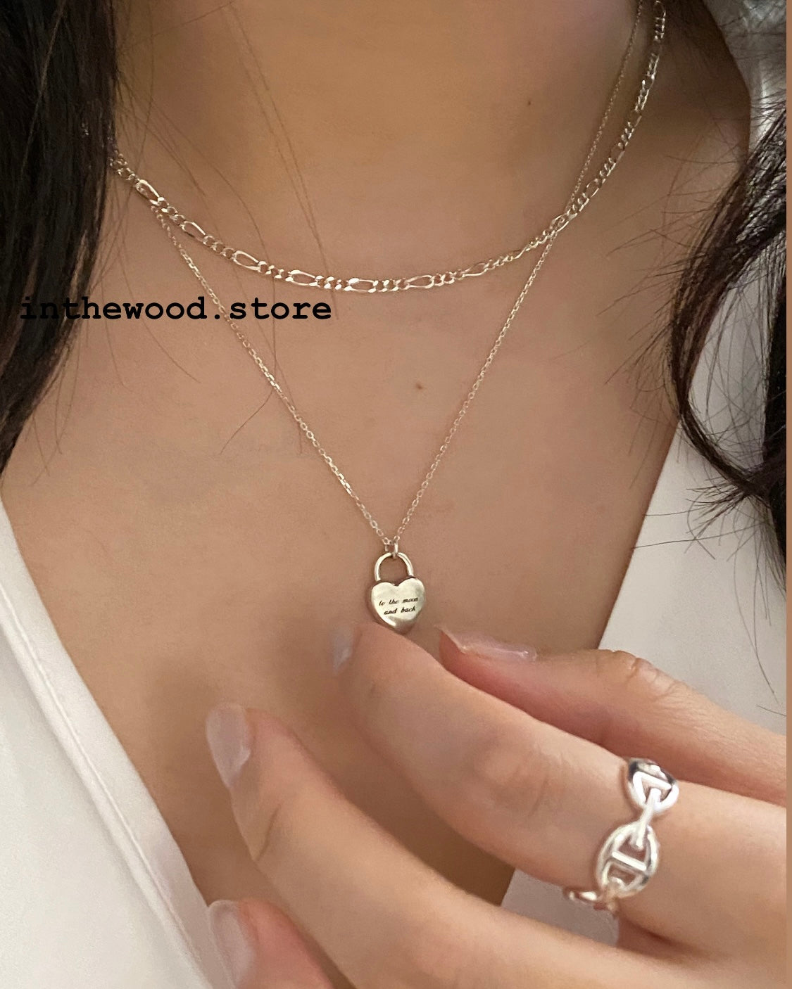 [925silver] Custom Engraved LOVE Lock Letter Necklace