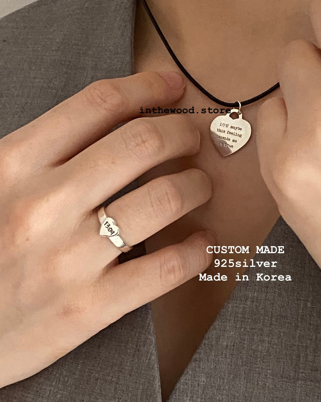 [Handmade 925silver] Craft Letter Heart Ring