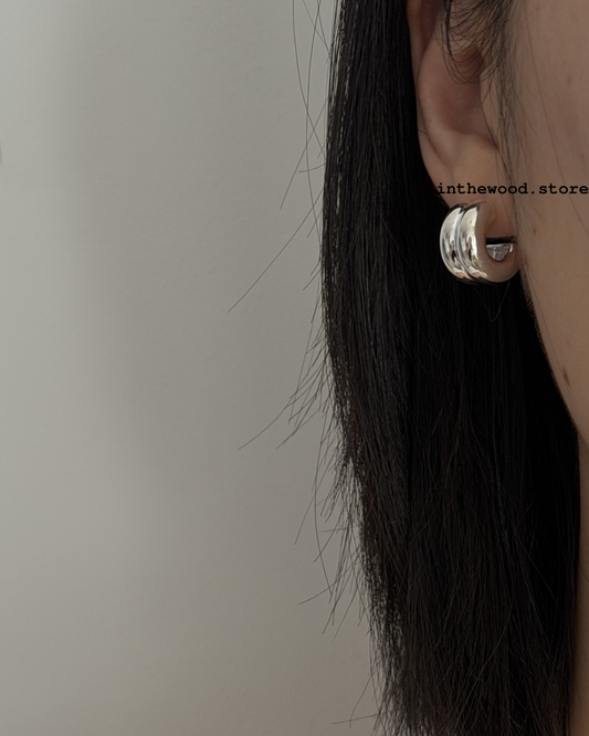 [925silver] Puffy Hoop Earrings